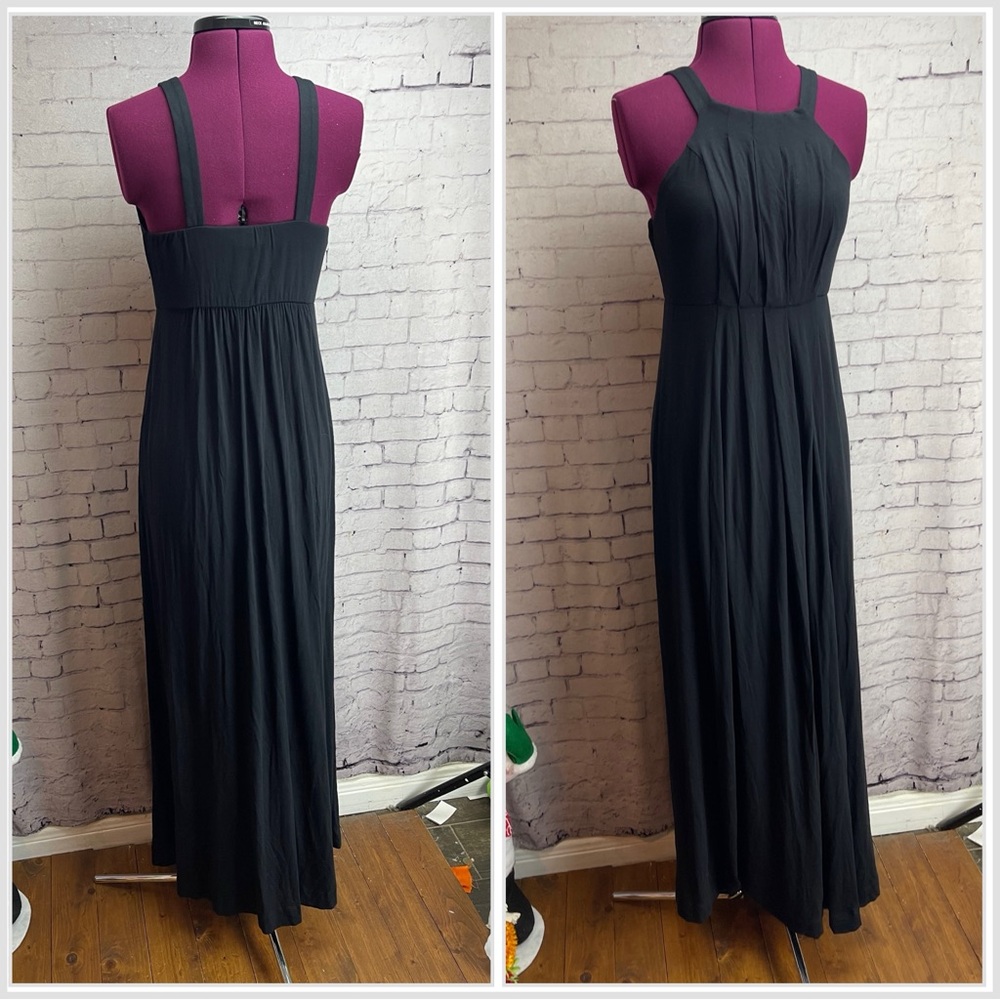 Soma Soft Jersey Draped Maxi Dress Black size small